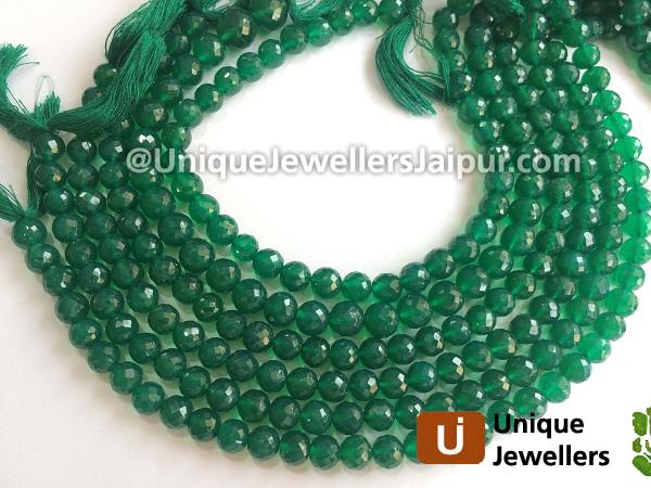 Green Onyx Faceted Round Beads